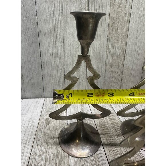 Vtg International Silver Co. Christmas Tree Candlestick Holder 6",7",7.5" Set 3 - Picture 11 of 12